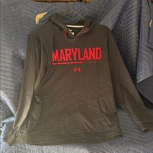 Under Armour Black Hoodie with Red Maryland Logo